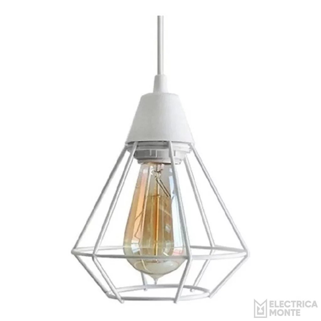 Colgante "JAULA DIAMANTE" con tacita plástica Blanco