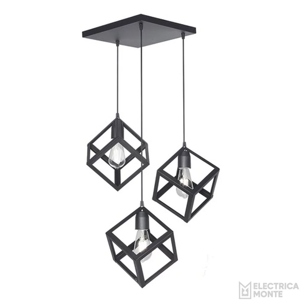 Colgante "CUBO" 3 Luces Negro