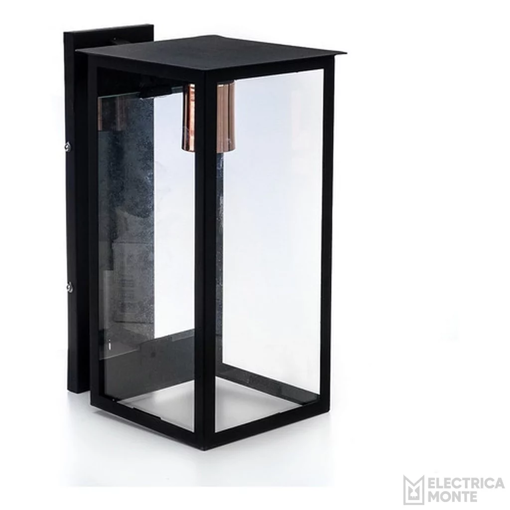 Farol "NOVARA" con mensula y vidrio transparente 37 cm Negro