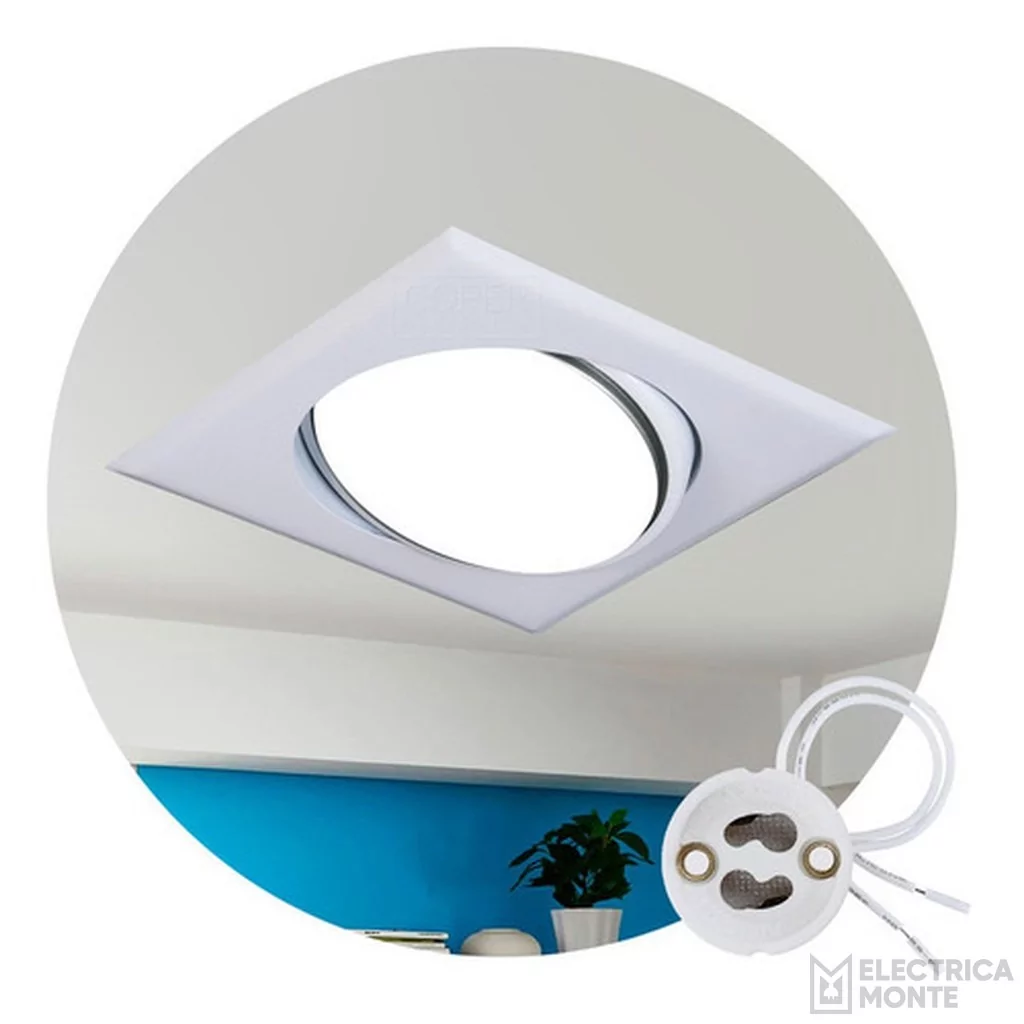 Spot de embutir cuadrado de pvc p/lampara AR-111 Blanco