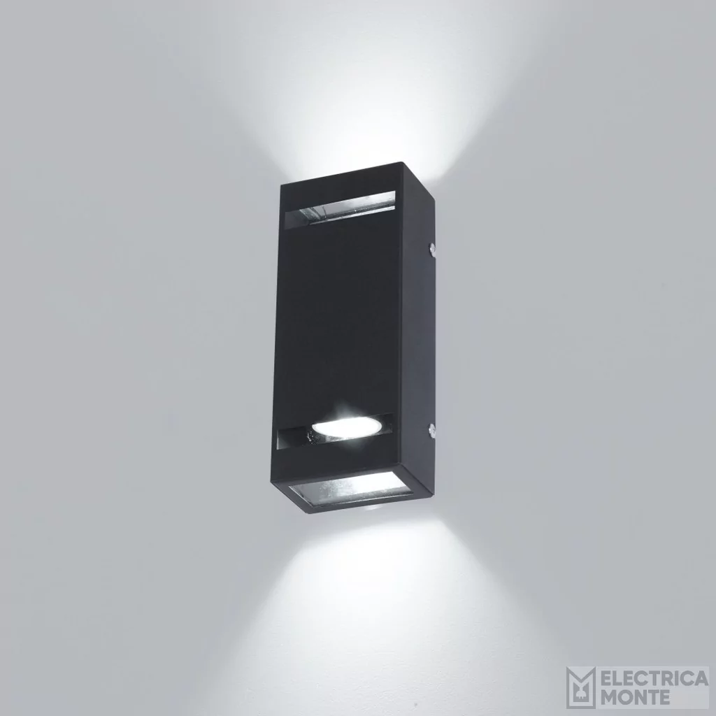Aplique Napoles Recto Bidireccional Doble Efecto 2 Dicroicas GU10 Negro