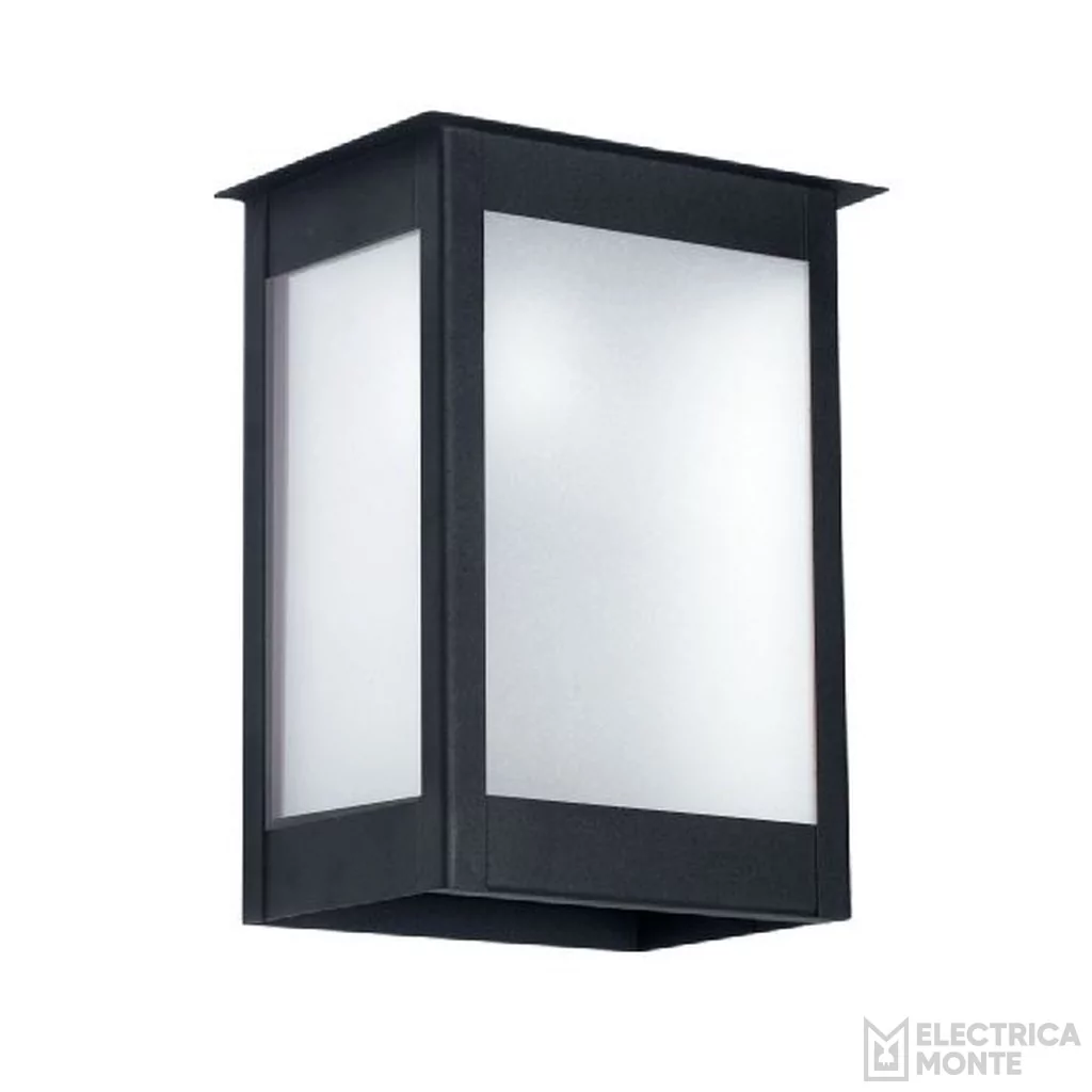 Farol Apolo 3 Caras Interior/Exterior Vidrio Satinado E27 Chapa Negro