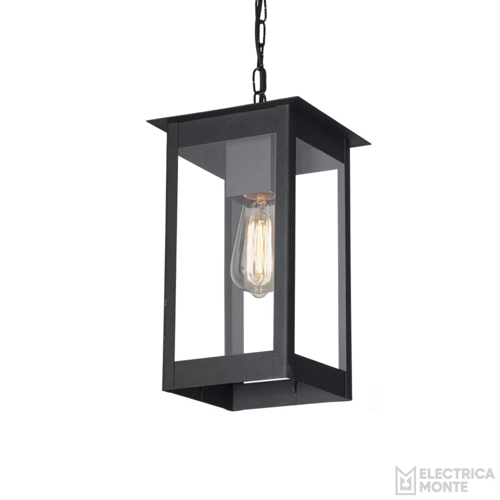Farol Apolo Rectangular Colgante Vidrio Transparente E27 Chapa