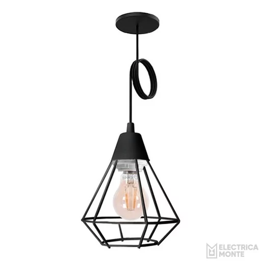 [C-1003-NT] Colgante "JAULA DIAMANTE" con tacita plástica Negro