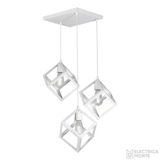 [C-3007-BT] Colgante "CUBO" 3 Luces Blanco