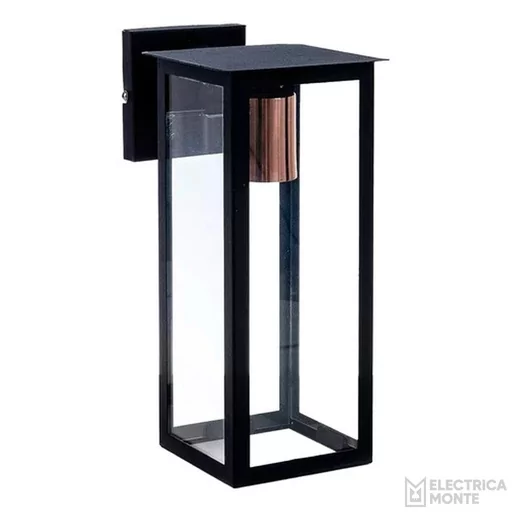 [F-150-NT] Farol "NOVARA" con mensula y vidrio transparente 31 cm Negro