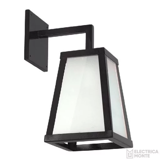 [802 S] Farol Zeus II Chico Interior/Exterior Vidrio Satinado E27 Chapa